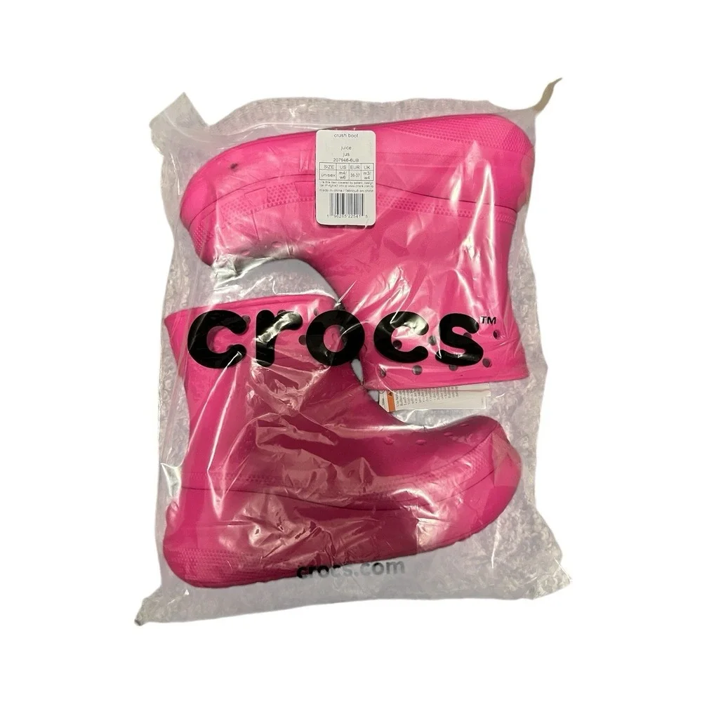 CROCS 207946-6UB Unisex Crush Rain Boots in Juice - Pink SZ Women 6/Men 4